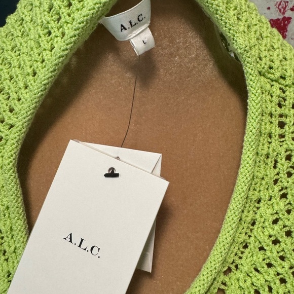 ALC Laney Chartreuse Open Knit Sweater L New with Tags - Picture 5 of 5